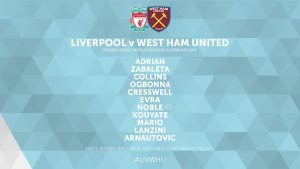 West ham Starting XI v Liverpool 2018
