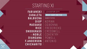 WHUFC Lineup v Leicester City