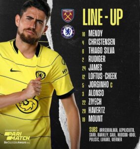 Chelsea lineup vs West Ham 2021-22